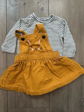 Little Me bunny corduroy jumper overall dress set - Sz: 6-9 months